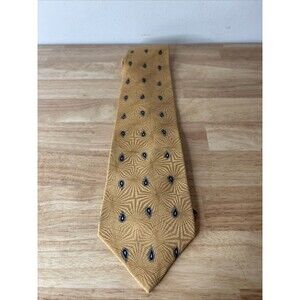 Etienne Aigner Heritage Silk Tie Gold Yellow Teardrop Geometric Chevron Vintage